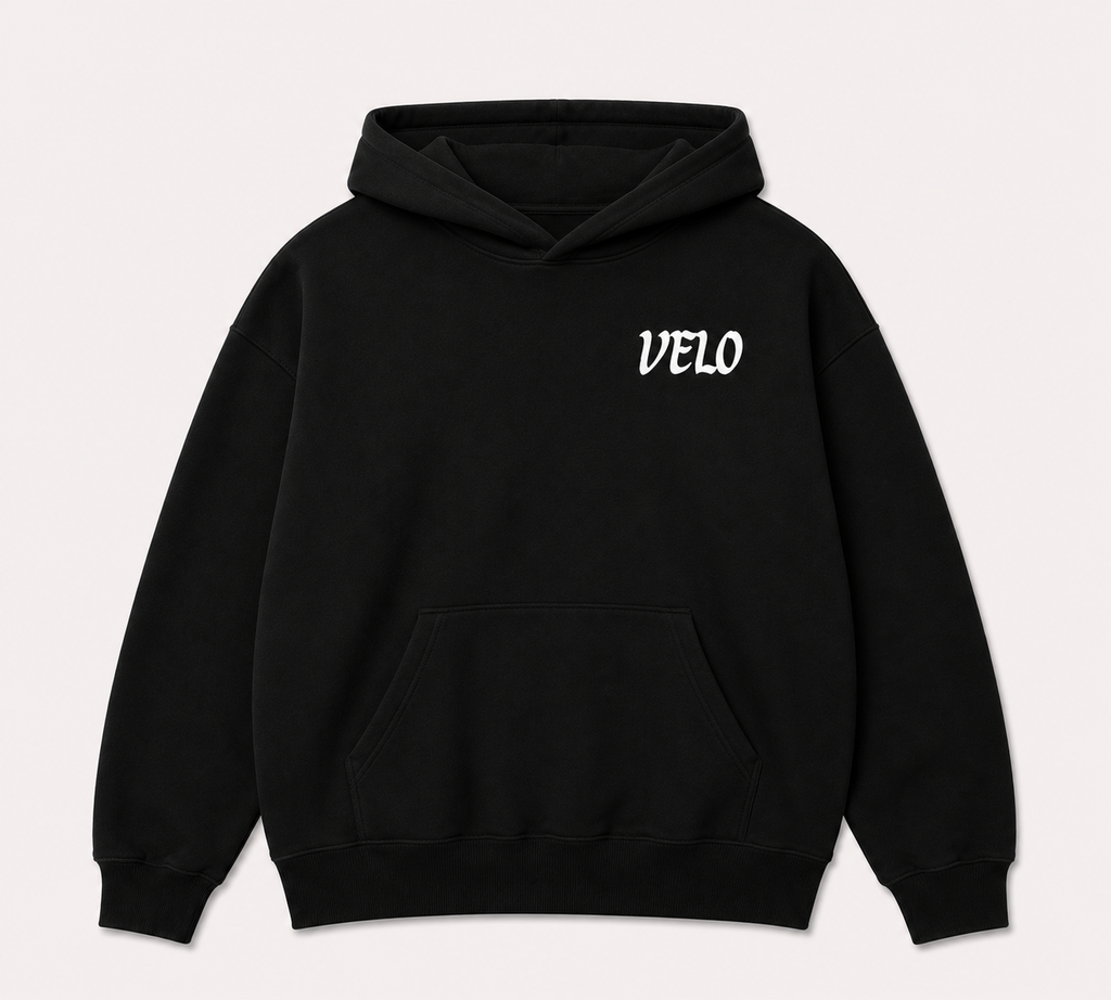 black velo hoodie
